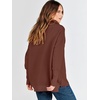 image:imageANRABESS Women Long Sleeve Quarter Zip Pullover Fall Sweater  Collared Lapel V Neck ShirtsSoft Ribbed Knit Top for LeggingsWork Business Casual OutfitsTravel Vacation ClothingBurnt Brown