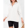 image:imageANRABESS Women Long Sleeve Quarter Zip Pullover Fall Sweater  Collared Lapel V Neck ShirtsSoft Ribbed Knit Top for LeggingsWork Business Casual OutfitsTravel Vacation ClothingWhite