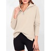 image:imageANRABESS Women Long Sleeve Quarter Zip Pullover Fall Sweater  Collared Lapel V Neck ShirtsSoft Ribbed Knit Top for LeggingsWork Business Casual OutfitsTravel Vacation ClothingParchment