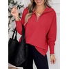image:imageANRABESS Women Long Sleeve Quarter Zip Pullover Fall Sweater  Collared Lapel V Neck ShirtsSoft Ribbed Knit Top for LeggingsWork Business Casual OutfitsTravel Vacation ClothingRed