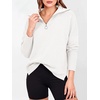 image:imageANRABESS Women Long Sleeve Quarter Zip Pullover Fall Sweater  Collared Lapel V Neck ShirtsSoft Ribbed Knit Top for LeggingsWork Business Casual OutfitsTravel Vacation ClothingWhite