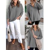 image:imageANRABESS Women Long Sleeve Quarter Zip Pullover Fall Sweater  Collared Lapel V Neck ShirtsSoft Ribbed Knit Top for LeggingsWork Business Casual OutfitsTravel Vacation ClothingDark Grey