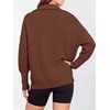 image:imageANRABESS Women Long Sleeve Quarter Zip Pullover Fall Sweater  Collared Lapel V Neck ShirtsSoft Ribbed Knit Top for LeggingsWork Business Casual OutfitsTravel Vacation ClothingBurnt Brown