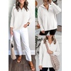 image:imageANRABESS Women Long Sleeve Quarter Zip Pullover Fall Sweater  Collared Lapel V Neck ShirtsSoft Ribbed Knit Top for LeggingsWork Business Casual OutfitsTravel Vacation ClothingWhite