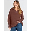 image:imageANRABESS Women Long Sleeve Quarter Zip Pullover Fall Sweater  Collared Lapel V Neck ShirtsSoft Ribbed Knit Top for LeggingsWork Business Casual OutfitsTravel Vacation ClothingBurnt Brown