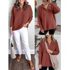image:imageANRABESS Women Long Sleeve Quarter Zip Pullover Fall Sweater  Collared Lapel V Neck ShirtsSoft Ribbed Knit Top for LeggingsWork Business Casual OutfitsTravel Vacation ClothingRust