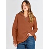 image:imageANRABESS Women Long Sleeve Quarter Zip Pullover Fall Sweater  Collared Lapel V Neck ShirtsSoft Ribbed Knit Top for LeggingsWork Business Casual OutfitsTravel Vacation ClothingOrange Rust