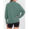 image:imageANRABESS Women Long Sleeve Quarter Zip Pullover Fall Sweater  Collared Lapel V Neck ShirtsSoft Ribbed Knit Top for LeggingsWork Business Casual OutfitsTravel Vacation ClothingGreen