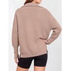 image:imageANRABESS Women Long Sleeve Quarter Zip Pullover Fall Sweater  Collared Lapel V Neck ShirtsSoft Ribbed Knit Top for LeggingsWork Business Casual OutfitsTravel Vacation ClothingPeach Brown
