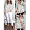 image:imageANRABESS Women Long Sleeve Quarter Zip Pullover Fall Sweater  Collared Lapel V Neck ShirtsSoft Ribbed Knit Top for LeggingsWork Business Casual OutfitsTravel Vacation ClothingGray
