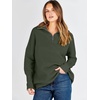 image:imageANRABESS Women Long Sleeve Quarter Zip Pullover Fall Sweater  Collared Lapel V Neck ShirtsSoft Ribbed Knit Top for LeggingsWork Business Casual OutfitsTravel Vacation ClothingArmy Green