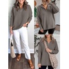 image:imageANRABESS Women Long Sleeve Quarter Zip Pullover Fall Sweater  Collared Lapel V Neck ShirtsSoft Ribbed Knit Top for LeggingsWork Business Casual OutfitsTravel Vacation ClothingGray Coffee