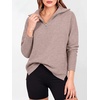 image:imageANRABESS Women Long Sleeve Quarter Zip Pullover Fall Sweater  Collared Lapel V Neck ShirtsSoft Ribbed Knit Top for LeggingsWork Business Casual OutfitsTravel Vacation ClothingCamel