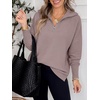 image:imageANRABESS Women Long Sleeve Quarter Zip Pullover Fall Sweater  Collared Lapel V Neck ShirtsSoft Ribbed Knit Top for LeggingsWork Business Casual OutfitsTravel Vacation ClothingPink Apricot