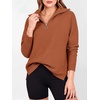 image:imageANRABESS Women Long Sleeve Quarter Zip Pullover Fall Sweater  Collared Lapel V Neck ShirtsSoft Ribbed Knit Top for LeggingsWork Business Casual OutfitsTravel Vacation ClothingOrange Rust