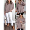image:imageANRABESS Women Long Sleeve Quarter Zip Pullover Fall Sweater  Collared Lapel V Neck ShirtsSoft Ribbed Knit Top for LeggingsWork Business Casual OutfitsTravel Vacation ClothingPink Apricot