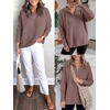 image:imageANRABESS Women Long Sleeve Quarter Zip Pullover Fall Sweater  Collared Lapel V Neck ShirtsSoft Ribbed Knit Top for LeggingsWork Business Casual OutfitsTravel Vacation ClothingNutmeg