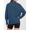 image:imageANRABESS Women Long Sleeve Quarter Zip Pullover Fall Sweater  Collared Lapel V Neck ShirtsSoft Ribbed Knit Top for LeggingsWork Business Casual OutfitsTravel Vacation ClothingDeep Blue