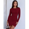 image:imageANRABESS Women Long Sleeve Ribbed Bodycon Wrap Dresses  Slim Fit Crew Neck Tulip Hem Mini Pencil Sweater Dress Cocktail Party Wedding Guest Casual Fall Outfits Winter ClothesDeep Red