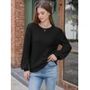image:imageANRABESS Women Oversized Long Lantern Sleeve Pullover Sweater  Soft Warm Crew Neck Chunky Ribbed Knit Tops Basic Casual Cozy Comfy Fall Winter Outfits ClothesBlack