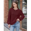 image:imageANRABESS Women Oversized Long Lantern Sleeve Pullover Sweater  Soft Warm Crew Neck Chunky Ribbed Knit Tops Basic Casual Cozy Comfy Fall Winter Outfits ClothesBurgundy