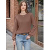 image:imageANRABESS Women Oversized Long Lantern Sleeve Pullover Sweater  Soft Warm Crew Neck Chunky Ribbed Knit Tops Basic Casual Cozy Comfy Fall Winter Outfits ClothesBrown