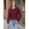 image:imageANRABESS Women Oversized Long Lantern Sleeve Pullover Sweater  Soft Warm Crew Neck Chunky Ribbed Knit Tops Basic Casual Cozy Comfy Fall Winter Outfits ClothesBurgundy