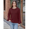 image:imageANRABESS Women Oversized Long Lantern Sleeve Pullover Sweater  Soft Warm Crew Neck Chunky Ribbed Knit Tops Basic Casual Cozy Comfy Fall Winter Outfits ClothesBurgundy