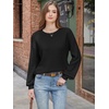 image:imageANRABESS Women Oversized Long Lantern Sleeve Pullover Sweater  Soft Warm Crew Neck Chunky Ribbed Knit Tops Basic Casual Cozy Comfy Fall Winter Outfits ClothesBlack