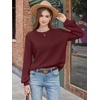 image:imageANRABESS Women Oversized Long Lantern Sleeve Pullover Sweater  Soft Warm Crew Neck Chunky Ribbed Knit Tops Basic Casual Cozy Comfy Fall Winter Outfits ClothesBurgundy