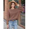image:imageANRABESS Women Oversized Long Lantern Sleeve Pullover Sweater  Soft Warm Crew Neck Chunky Ribbed Knit Tops Basic Casual Cozy Comfy Fall Winter Outfits ClothesBrown