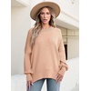image:imageANRABESS Women Oversized Sweaters Batwing Long Sleeve 2026 Fall Outfits Crewneck Casual Knit Side Slit Fashion Pullover TopBlush