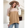 image:imageANRABESS Women Oversized Sweaters Batwing Long Sleeve 2026 Fall Outfits Crewneck Casual Knit Side Slit Fashion Pullover TopPink Block