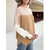 image:imageANRABESS Women Oversized Sweaters Batwing Long Sleeve 2026 Fall Outfits Crewneck Casual Knit Side Slit Fashion Pullover TopPink Block