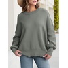 image:imageANRABESS Women Oversized Sweaters Batwing Long Sleeve 2026 Fall Outfits Crewneck Casual Knit Side Slit Fashion Pullover TopSage