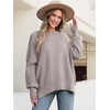 image:imageANRABESS Women Oversized Sweaters Batwing Long Sleeve 2026 Fall Outfits Crewneck Casual Knit Side Slit Fashion Pullover TopTaupe