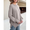 image:imageANRABESS Women Oversized Sweaters Batwing Long Sleeve 2026 Fall Outfits Crewneck Casual Knit Side Slit Fashion Pullover TopTaupe