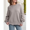 image:imageANRABESS Women Oversized Sweaters Batwing Long Sleeve 2026 Fall Outfits Crewneck Casual Knit Side Slit Fashion Pullover TopTaupe