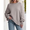image:imageANRABESS Women Oversized Sweaters Batwing Long Sleeve 2026 Fall Outfits Crewneck Casual Knit Side Slit Fashion Pullover TopTaupe