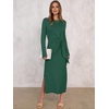 image:imageANRABESS Womens Fall Long Sleeve Casual Maxi Dress  Crewneck Tie Waist Long Dresses with Slit Soft Lightweight Church Vacation Outfits Fashion Transition ClothesDeep Green