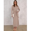 image:imageANRABESS Womens Fall Long Sleeve Casual Maxi Dress  Crewneck Tie Waist Long Dresses with Slit Soft Lightweight Church Vacation Outfits Fashion Transition ClothesKhaki