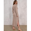 image:imageANRABESS Womens Fall Long Sleeve Casual Maxi Dress  Crewneck Tie Waist Long Dresses with Slit Soft Lightweight Church Vacation Outfits Fashion Transition ClothesKhaki