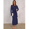 image:imageANRABESS Womens Fall Long Sleeve Casual Maxi Dress  Crewneck Tie Waist Long Dresses with Slit Soft Lightweight Church Vacation Outfits Fashion Transition ClothesNavy Blue