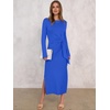 image:imageANRABESS Womens Fall Long Sleeve Casual Maxi Dress  Crewneck Tie Waist Long Dresses with Slit Soft Lightweight Church Vacation Outfits Fashion Transition ClothesRoyal Blue