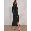 image:imageANRABESS Womens Fall Long Sleeve Casual Maxi Dress  Crewneck Tie Waist Long Dresses with Slit Soft Lightweight Church Vacation Outfits Fashion Transition ClothesBlack