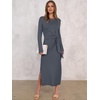 image:imageANRABESS Womens Fall Long Sleeve Casual Maxi Dress  Crewneck Tie Waist Long Dresses with Slit Soft Lightweight Church Vacation Outfits Fashion Transition ClothesDeep Gray