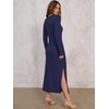 image:imageANRABESS Womens Fall Long Sleeve Casual Maxi Dress  Crewneck Tie Waist Long Dresses with Slit Soft Lightweight Church Vacation Outfits Fashion Transition ClothesNavy Blue