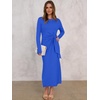 image:imageANRABESS Womens Fall Long Sleeve Casual Maxi Dress  Crewneck Tie Waist Long Dresses with Slit Soft Lightweight Church Vacation Outfits Fashion Transition ClothesRoyal Blue