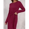image:imageANRABESS Womens Fall Long Sleeve Casual Maxi Dress  Crewneck Tie Waist Long Dresses with Slit Soft Lightweight Church Vacation Outfits Fashion Transition ClothesBurgundy