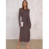 image:imageANRABESS Womens Fall Long Sleeve Casual Maxi Dress  Crewneck Tie Waist Long Dresses with Slit Soft Lightweight Church Vacation Outfits Fashion Transition ClothesCoffee